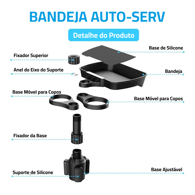 Bandeja Auto-Serv - Bandeja com Suporte para Copos