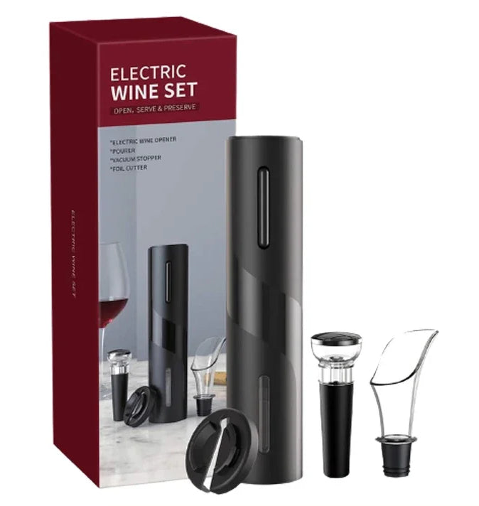 EasyWine - Kit Saca-Rolhas Elétrico com Aerador, Rolha, Cortador de Rótulo e Abridor de Garrafas ( Não Inclui Pilhas)