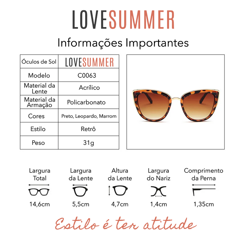 Óculos de Sol LOVESUMMER - Presenteiemais