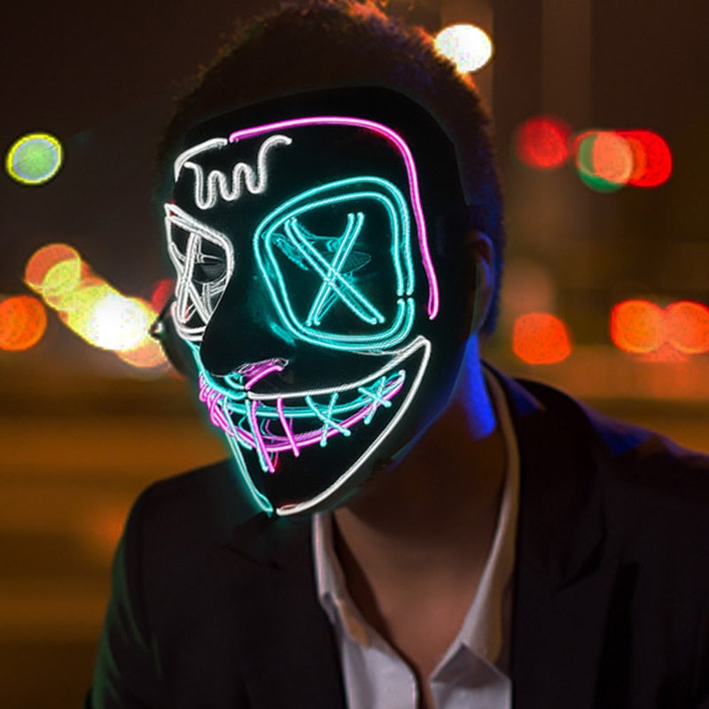 Máscara de Led Halloween - Crazy Neon Face